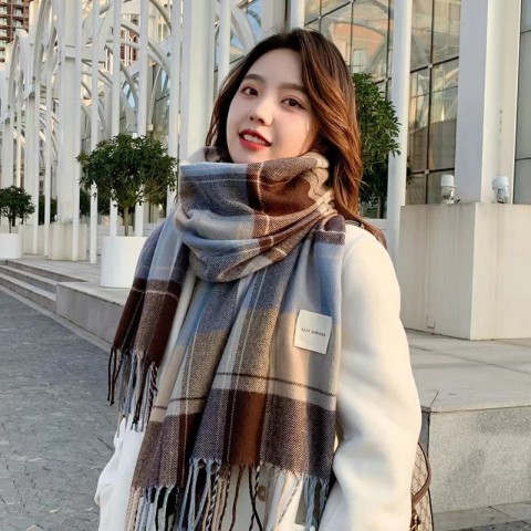 Warm Unisex Wool Scarves for Autumn Winter - Classic Thick Shawls 241007
