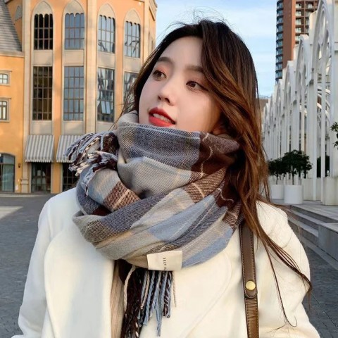Warm Unisex Wool Scarves for Autumn Winter - Classic Thick Shawls 241007