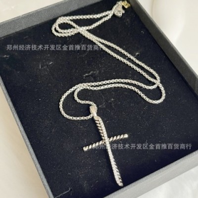 Luxury Twisted Zircon Cross Necklace for Women by David