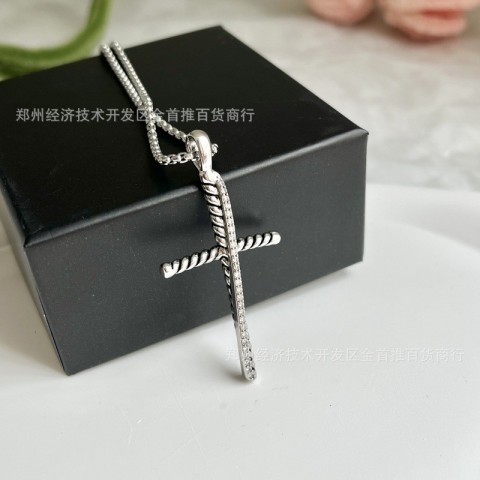 Luxury Twisted Zircon Cross Necklace for Women by David