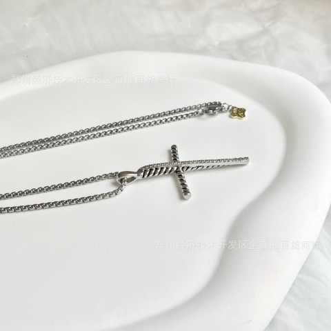 Luxury Twisted Zircon Cross Necklace for Women by David