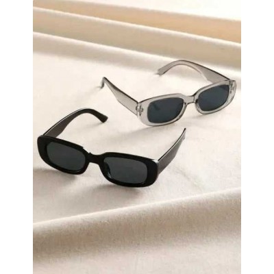 250222 Trendy Rectangle Frame UV400 Sunglasses for Men Women