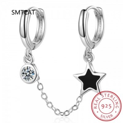 Sterling Silver Bubble Zircon Hoop Earrings for Men