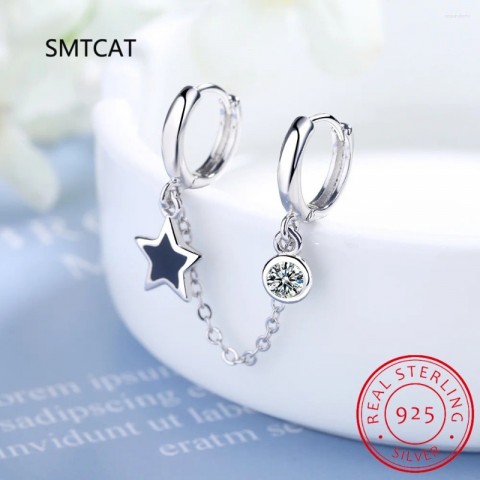 Sterling Silver Bubble Zircon Hoop Earrings for Men