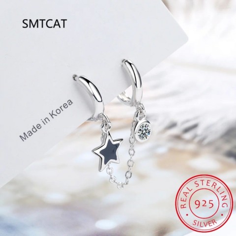 Sterling Silver Bubble Zircon Hoop Earrings for Men