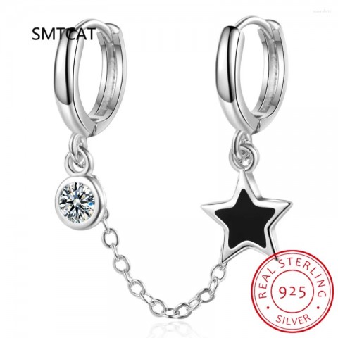 Sterling Silver Bubble Zircon Hoop Earrings for Men
