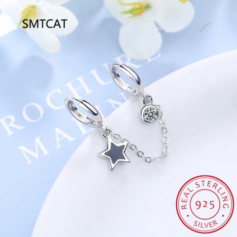 Sterling Silver Bubble Zircon Hoop Earrings for Men