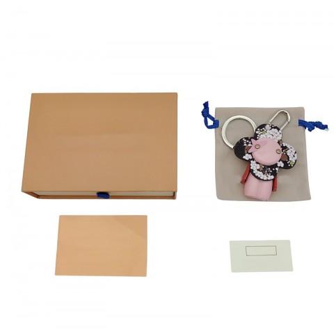 Luxury Sakura Sunflower Keychain by CSD - Unisex Leather Metal Key Ring with Box