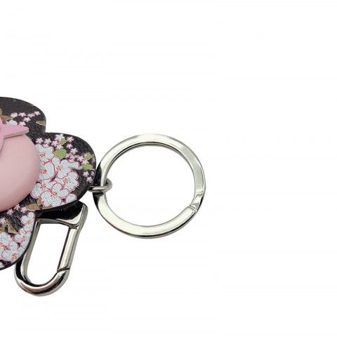 Luxury Sakura Sunflower Keychain by CSD - Unisex Leather Metal Key Ring with Box