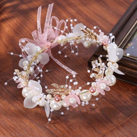 Elegant Bridal Headpiece with Imitated Flower Wreath - Perfect for Weddings & Special Events