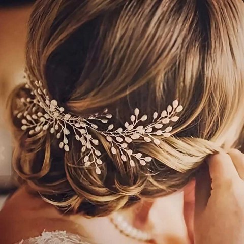 Silver Pearl Hair Accessory Comb for Women Bridal Wedding