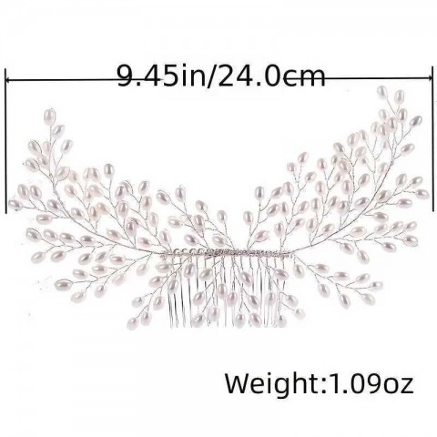 Silver Pearl Hair Accessory Comb for Women Bridal Wedding