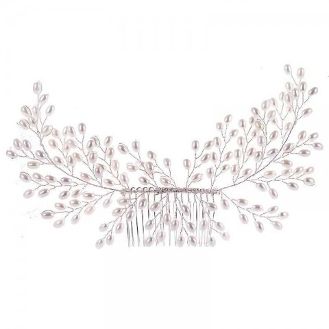 Silver Pearl Hair Accessory Comb for Women Bridal Wedding