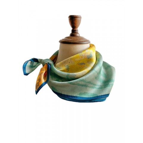 Luxury Blue Mulberry Silk Scarf for Women - Versatile Neck Protection in Spring, Autumn, Winter