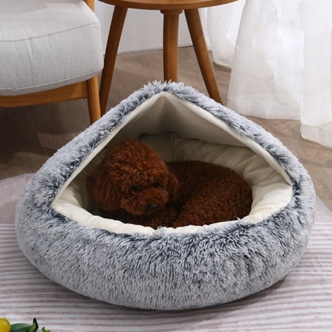 Cozy Plush Cat & Small Dog Bed 2024 Model | Warm Sleep Bag & Cushion dh3628137