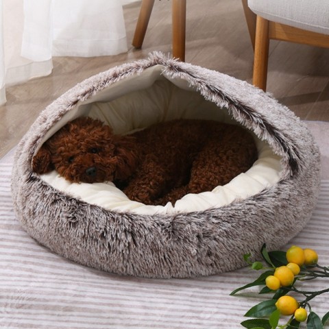 Cozy Plush Cat & Small Dog Bed 2024 Model | Warm Sleep Bag & Cushion dh3628137