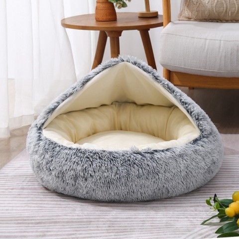 Cozy Plush Cat & Small Dog Bed 2024 Model | Warm Sleep Bag & Cushion dh3628137