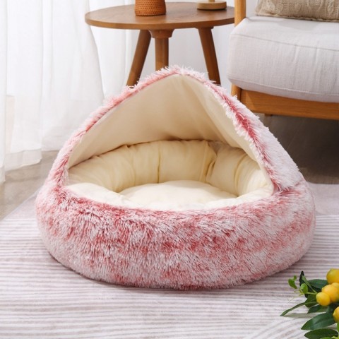 Cozy Plush Cat & Small Dog Bed 2024 Model | Warm Sleep Bag & Cushion dh3628137