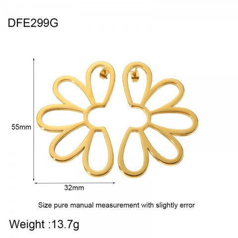 Retro Gothic Stud Earrings for Women in Gold-Color Stainless Steel