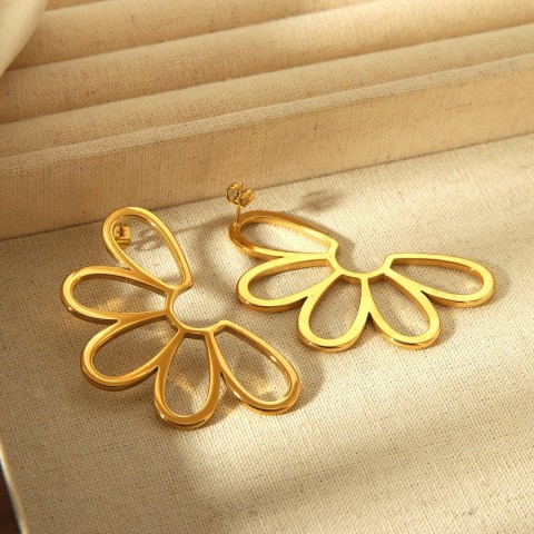 Retro Gothic Stud Earrings for Women in Gold-Color Stainless Steel