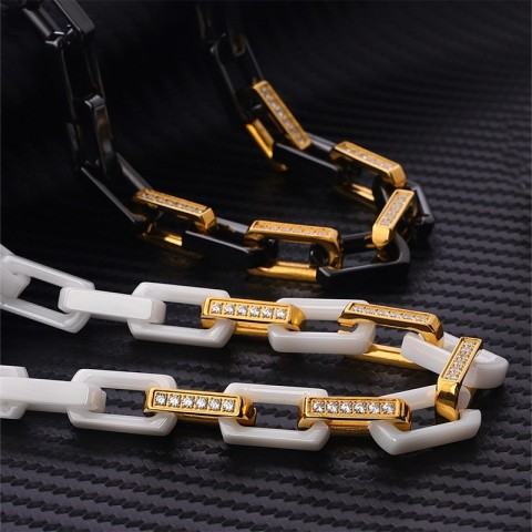 Luxury Titanium Steel Link Chain Necklace & Bracelet for Unisex Party Wear