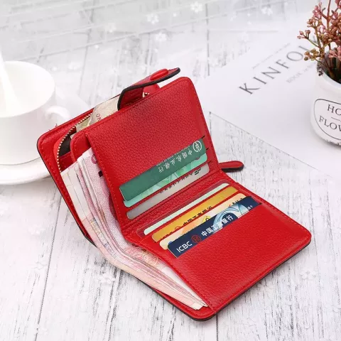 2023 New Luxury Women's Mini Coin Purse Red Black Hasp Closure