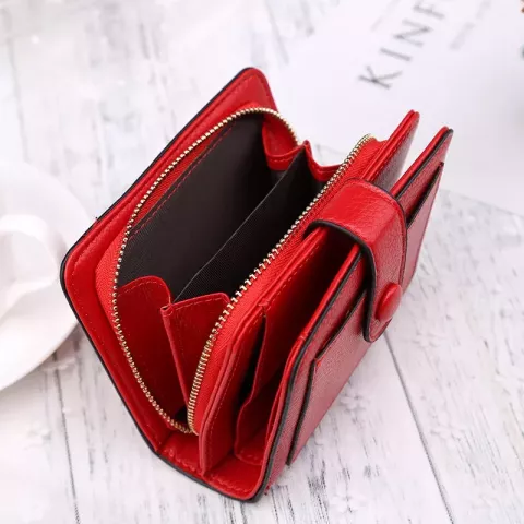 2023 New Luxury Women's Mini Coin Purse Red Black Hasp Closure
