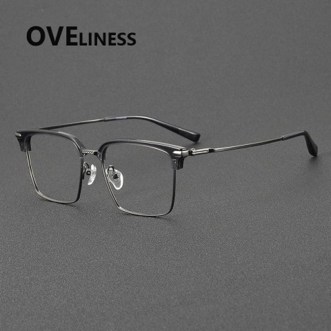 Titanium Men's Square Sunglasses Frame - Lightweight & High-Quality Japanese Design