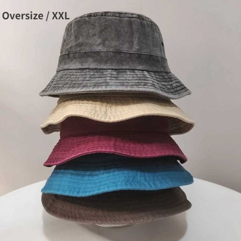 Oversize XXL Wide Brim Bucket Hat for Men Women - 100% Cotton Sun Protection