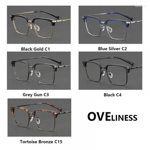 Titanium Men's Square Sunglasses Frame - Lightweight & High-Quality Japanese Design
