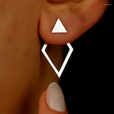 Stud Earrings Minimalist Gold Triangle Square for Women
