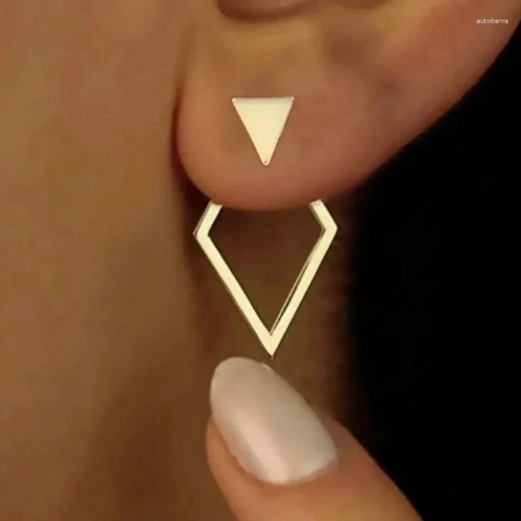 Stud Earrings Minimalist Gold Triangle Square for Women