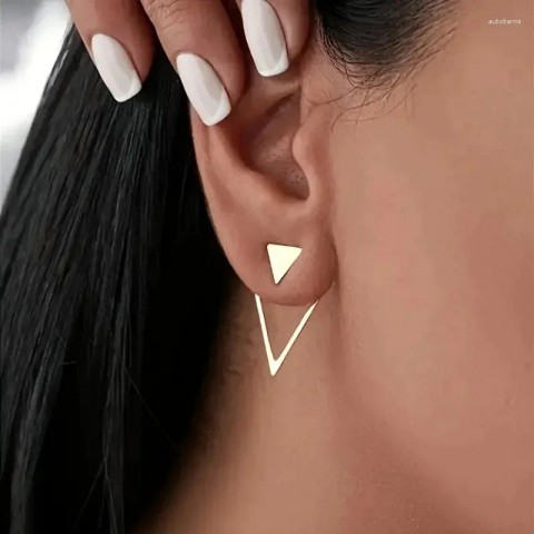 Stud Earrings Minimalist Gold Triangle Square for Women