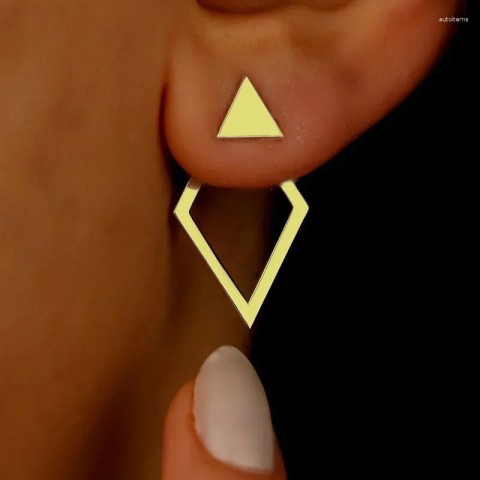 Stud Earrings Minimalist Gold Triangle Square for Women