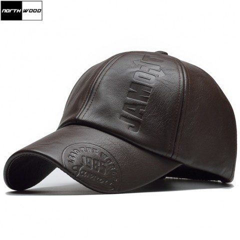 NORTHWOOD Men's High-Quality PU Leather Ball Cap - Dark Brown, Light Brown, Black