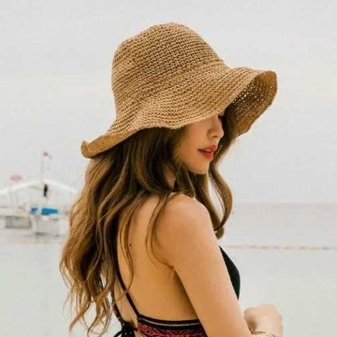 Y250213 Women's Summer Sun Protection Wide Brim Straw Hat for Travel