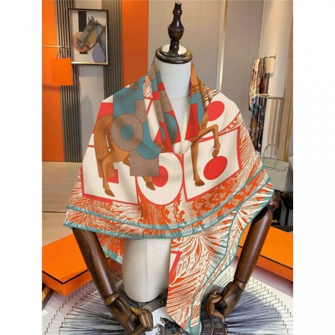 Luxury Warm Horse Print Cashmere Pashmina Scarf J250217