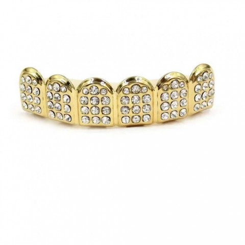Hip Hop Ice CZ Stone Teeth Grillz Set for Men and Women
