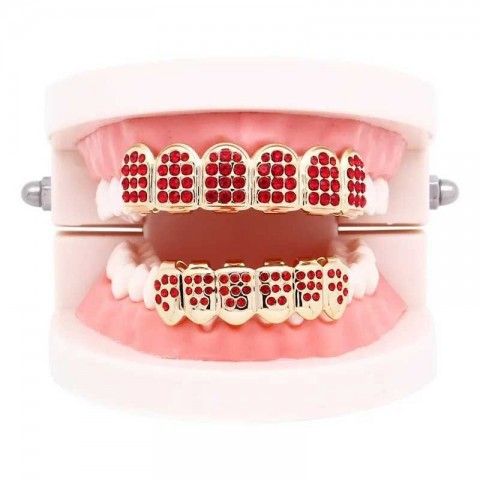 Hip Hop Ice CZ Stone Teeth Grillz Set for Men and Women