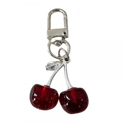Elegant Gold Cherry Keychain Pendant for Women - Versatile Fashion Accessory