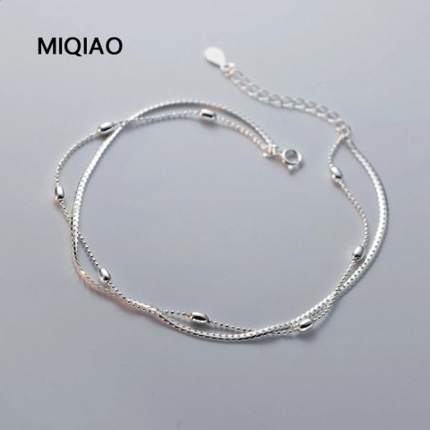 MIQIAO Women's Stylish Sterling Silver Snake Chain Anklets