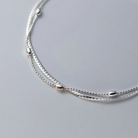 MIQIAO Women's Stylish Sterling Silver Snake Chain Anklets