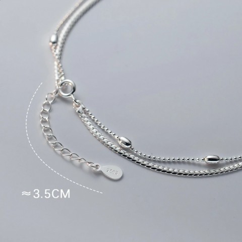 MIQIAO Women's Stylish Sterling Silver Snake Chain Anklets