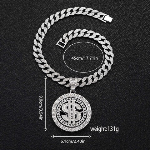 New Trendy Rotatable US Dollar Alloy Pendant Necklace for Men