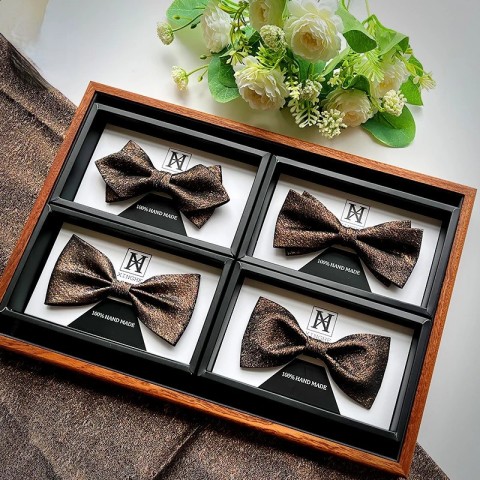 Luxury Men's Lavender Bamboo Fiber Letter Print Bow Tie 241220
