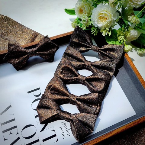 Luxury Men's Lavender Bamboo Fiber Letter Print Bow Tie 241220