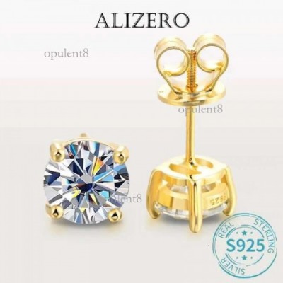 ALIZERO D Color Stud Earrings, Black Marasite, 18K Gold Plated, Women's Preppy Style