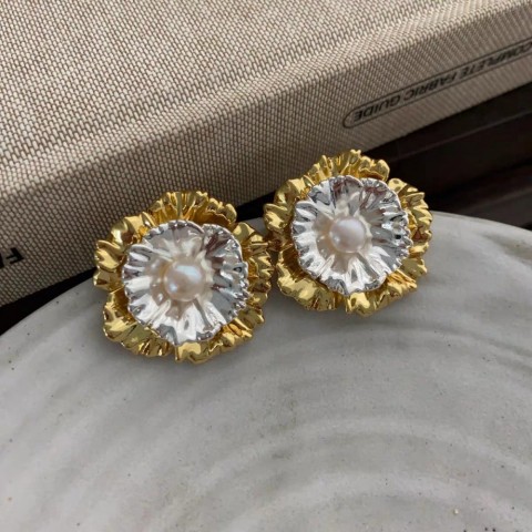Videmy Women's Gold & Silver Plated Exaggerated Stud Earrings R250423