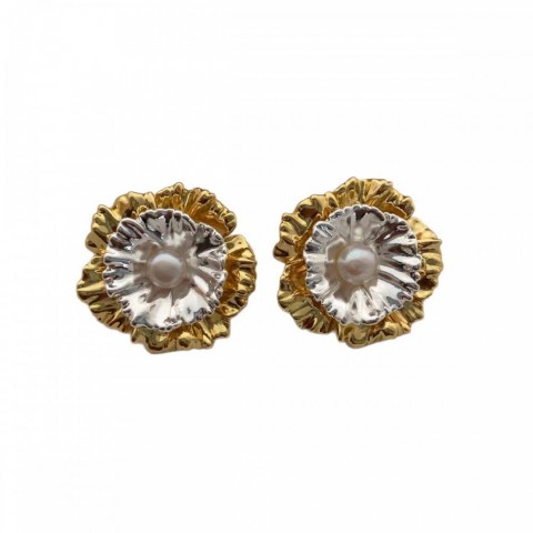 Videmy Women's Gold & Silver Plated Exaggerated Stud Earrings R250423