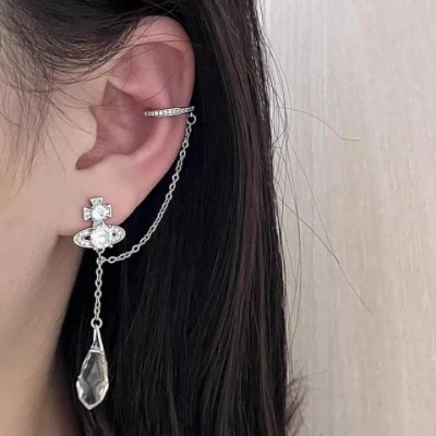 Vivienmes Westwood Bohemian White Gold Tassel Earrings for Women